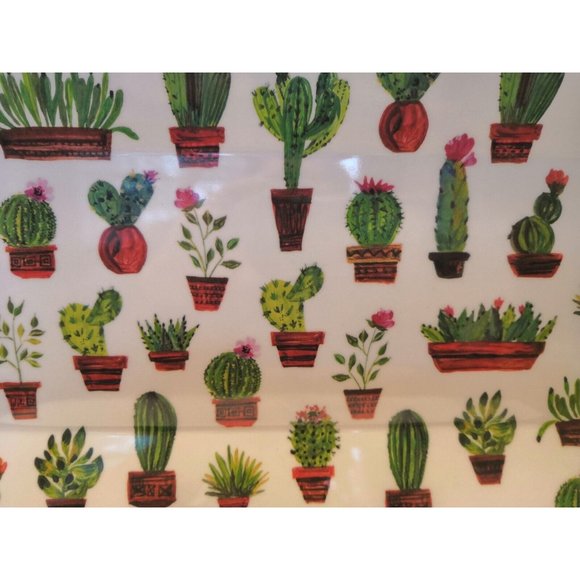 Alex And Zoe Melamine Rectangular serving Platter Cactus green white - Picture 3 of 4